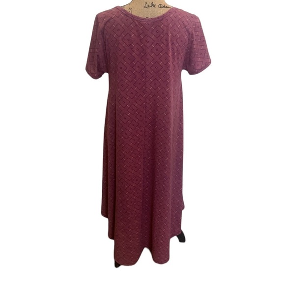 LulaRoe Carly High Low Hem Swing Dress Pink Blue Geometric Print Size M - Picture 2 of 8